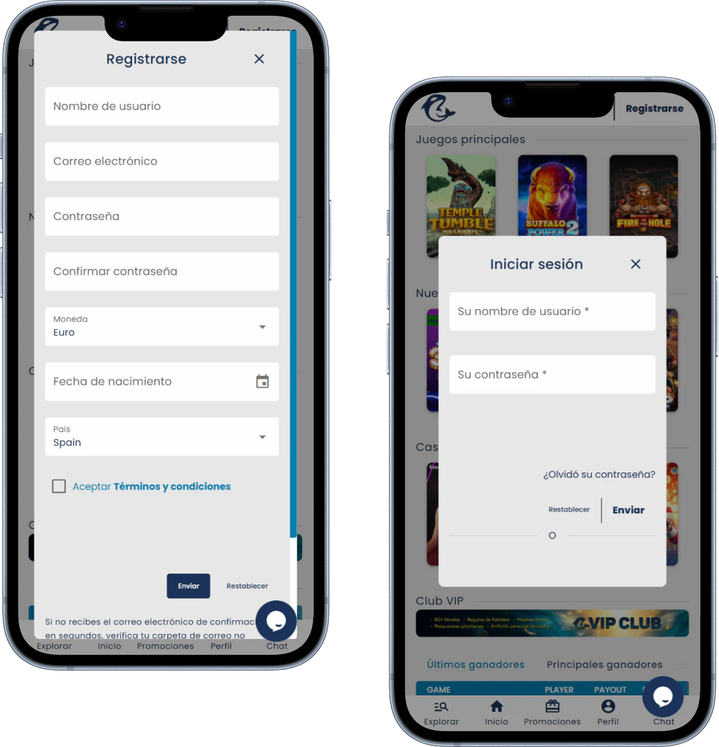 Registro e inicio de sesión en Casino Orca